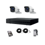 Kit XVR + 2 caméras tubes 2 MP + Disque Dur 1To HIKVISION